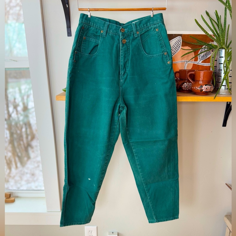Vintage Teal Green High-Waist Jeans